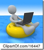 16447-White-Person-A-Workaholic-Floating-On-A-Yellow-Inner-Tube-In-The-Ocean-While-Typing-On-A-Laptop-Computer-Clipart-Illustration-Graphic