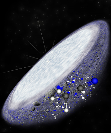 ilustração do disco protoplanetário que rodeia a jovem estrela MWC 480