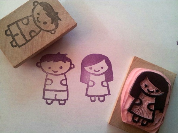 little boy and girl stamps