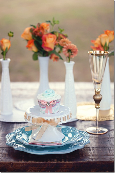 shabby-chic-wedding-rustic-vintage-cupcake-cake-pink-small-ribbon-peach-princess