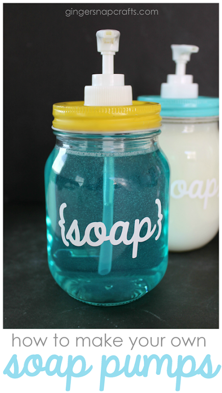 how to make your own soap pumps at GingerSnapCrafts.com #Palmolive25Ways #CollectiveBias #shop