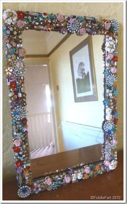 Jewelled upcycled recycled jewelled mirror