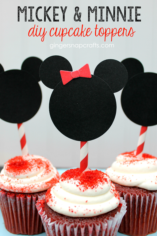 Mickey & Minnie DIY Cupcake Toppers at GingerSnapCrafts.com #monthofDisney