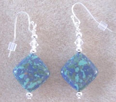 Cape blue green triangle earrings