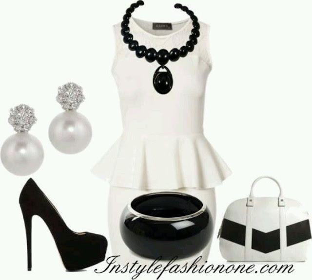 black and white peplum dress