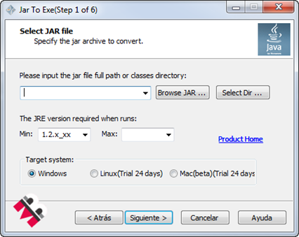 Convertir archivos ejecutables de Java (jar) a exe con #Jar2Exe