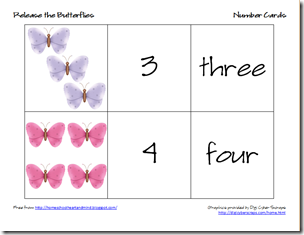 butterflies number cards 2