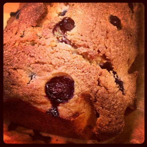 Blueberry loaf cake hot out the oven