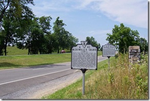 McDowell's Grave marker on Route 11 looking south