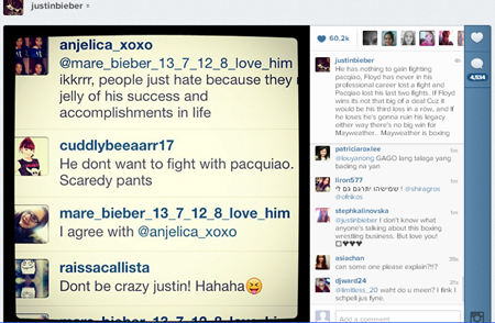 Justin Bieber on Pacquiao's loss