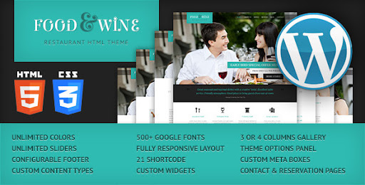 Food & Wine - Responsive Wordpress Theme - Restaurants & Cafes Entertainment