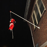 santa claus on the flag pole in Oud-IJmuiden, Netherlands 