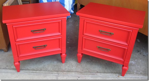 Mr and Mrs Frugal - red nightstands