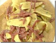 Maltagliati al rosmarino con gambuccio e crema di borlotti