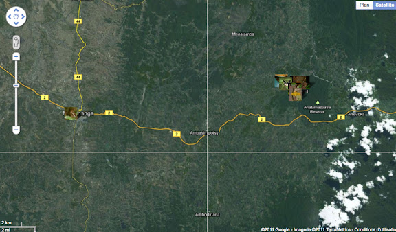 Situation du Parc de Mantadia-Andasibé (Périnet, 100 km à l'est d'Antananarivo) et de la Réserve d'Analamazoatra