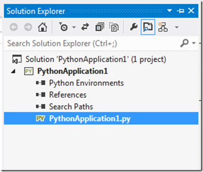 Python application in visual studio solution explorer