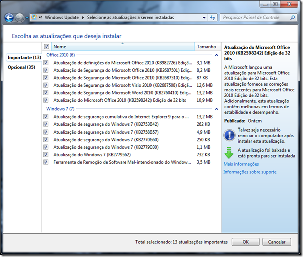Atualizações do Windows 7 - 11/12/2012