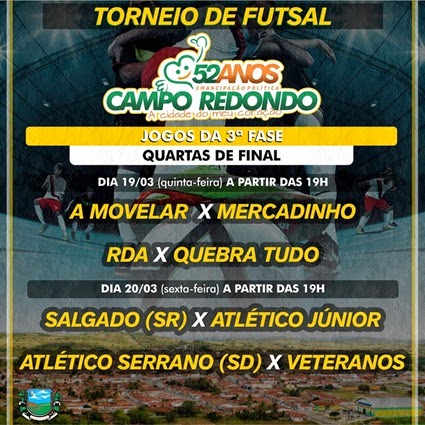 19.03 - Futsal - 52 anos Campo Redondo - VETERANOS - ATLETICO SERRANO - A MOVELAR - MERCADINHO - SALGADO - RDA - ATLETICO JR