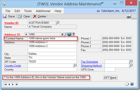 Vendor Address Maintenance