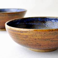 Denim and Leather serving bowls by glazedOver Pottery 3