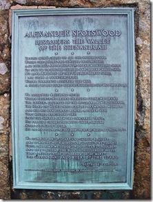 Alexander Spotswood Discovers the Valley of the Shenandoah text plaque