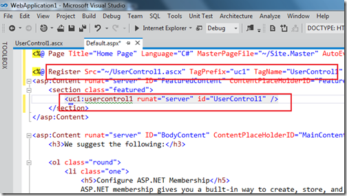 extract to user control visual studio 11 aspx page