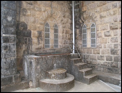 Ingenious Outdoor Full Immersion Font Attached to the Outside narthex Wall