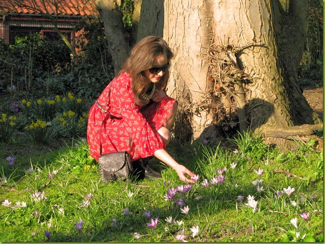 girl picking wild flowers
