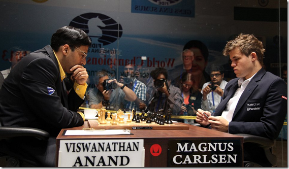 Game 6 - Anand vs Carlsen, FWCM 2013 Chennai India