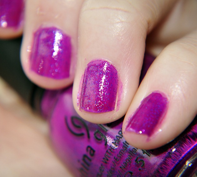 china glaze flying dragon neon nail polish notd purple glitter
