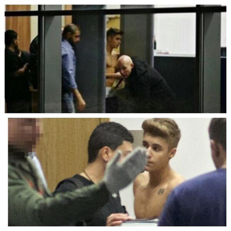 Justin Bieber shirtless in Polish airport