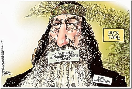 Phil Robertson Duck Taped Mouth toon. By Rick McKee 12-20-13