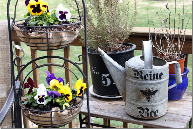 Pansies and Bee Watering Can
