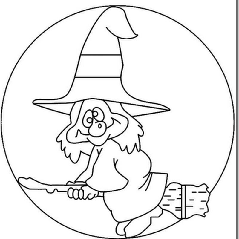 Dibujos de brujas con escoba para colorear