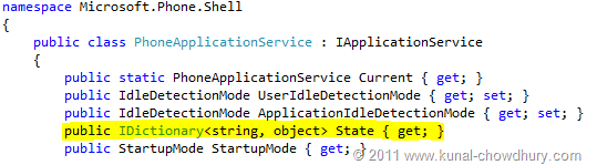 Code Snippet: Microsoft.Phone.Shell.PhoneApplicationService