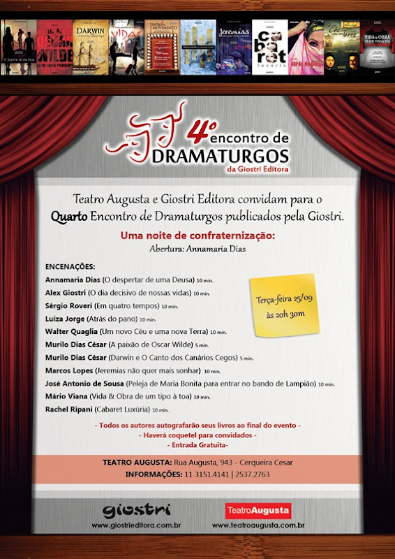 Evento - 4º Encontro de dramaturgos da Giostri editora.