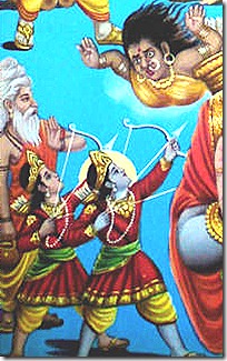 Rama and Lakshmana fighting demons