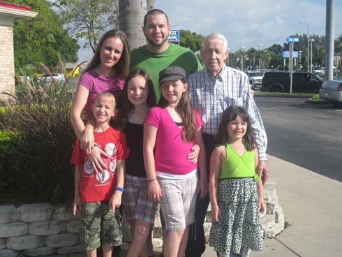 Visiting Great-Grandpa Gayheart in Tampa, Florida.
