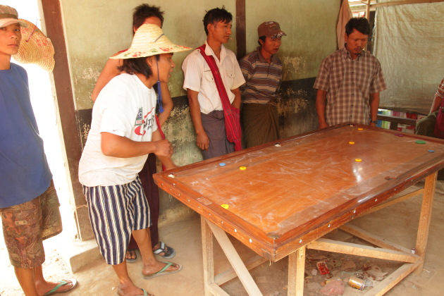 Burmese Billiards played with the hands at Inlay, Burma