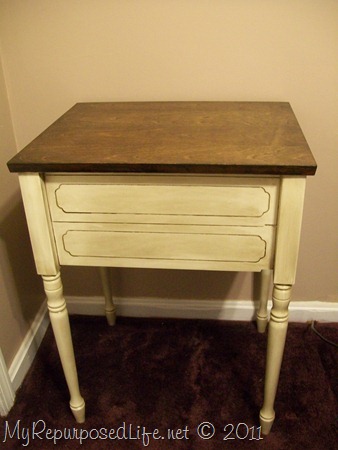 sewing cabinet as a bedside table