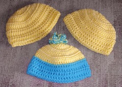 Hats turq and yellow