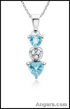 Heart Aquamarine and Diamond Dangling Pendant