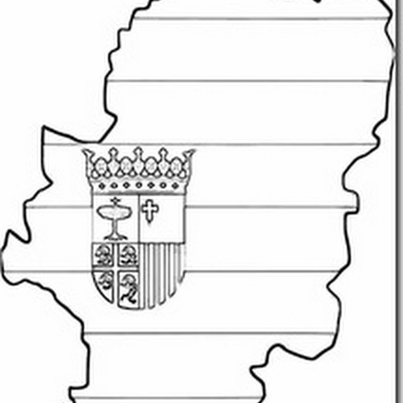 colorear Aragón, bandera, escudo y mapa