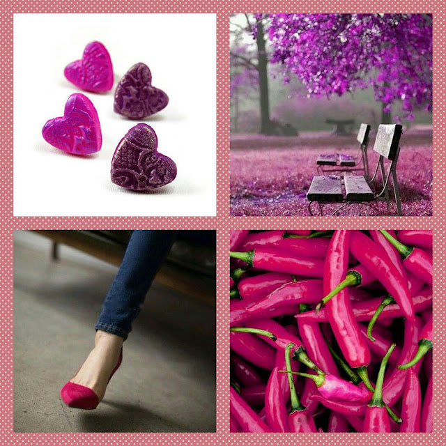 Magenta purple heart earrings