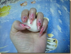 pink nail art