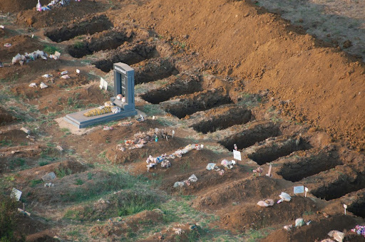 Fresh graves from the air