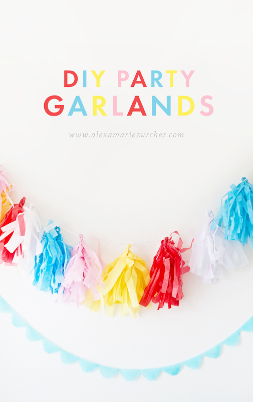 DIY Easy Party Garlands–Tassel Banner and Streamer Garland / Alexa Zurcher
