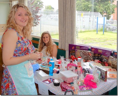 Afternoon tea – l-r – Jennifer Foden and Katie Smith on tombola stall