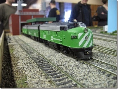 IMG_5439 Burlington Northern F7A #730 on the LK&R HO-Scale Layout at the WGH Show in Portland, OR on February 17, 2007