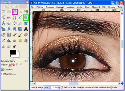Cambiare colore occhi con GIMP